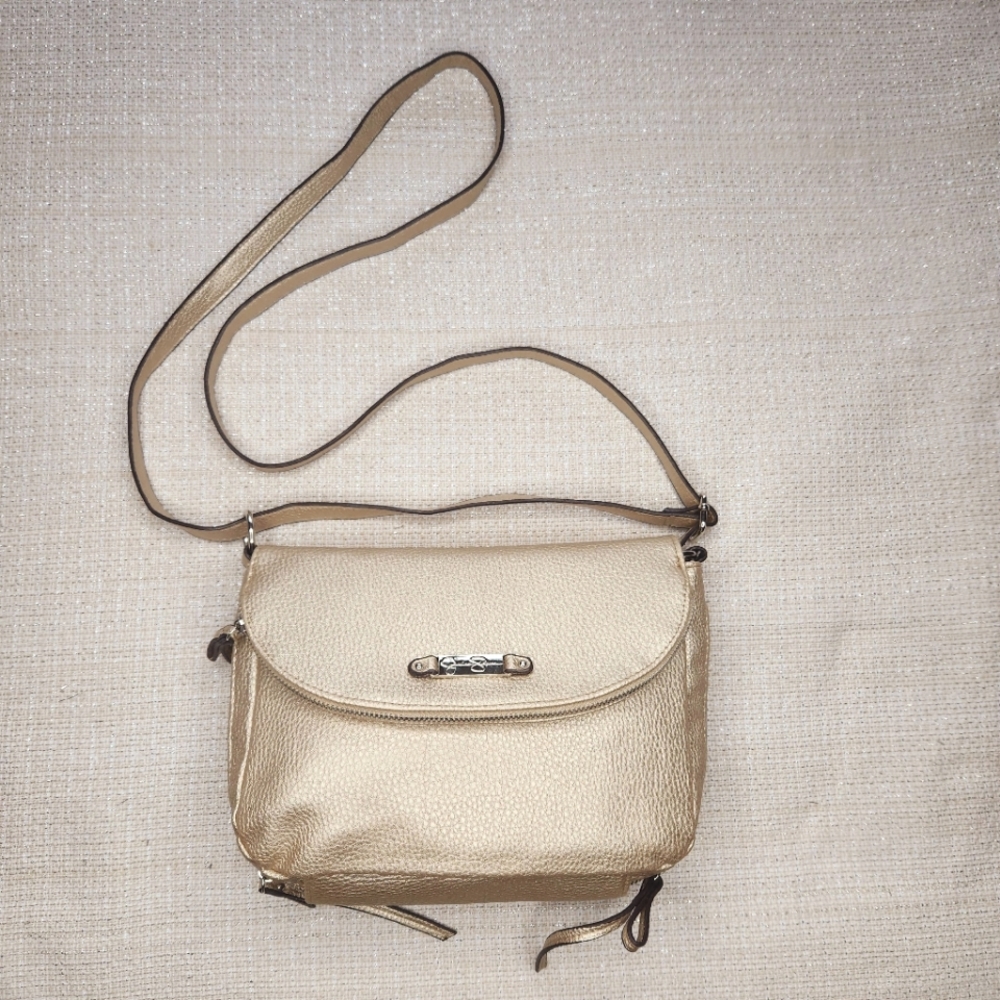 Jessica Simpson Metallic Cream Champagne Crossbody Purse or Shoulder Bag
